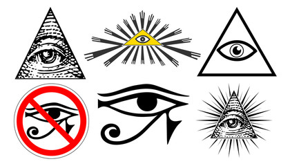 all seeing eye of providence, illuminati new world order, set vector