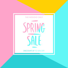 Spring Sale special offer background with handwritten text design for business, promotion and advertising. Vector illustration.