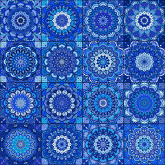 Blue Tile Boho Flower Set