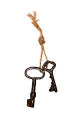 Bunch of old keys on a rope
