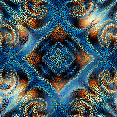 Fototapeta na wymiar Seamless background pattern. Decorative geometric mosaic pattern on blur background.