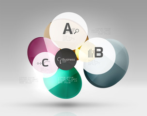 Shiny circles with text in 3d space