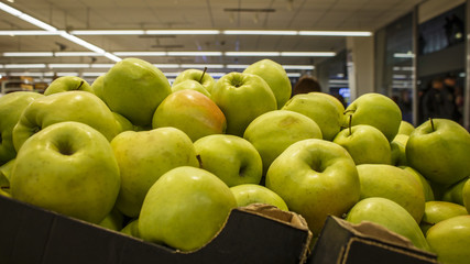 Green apples in a supermarket