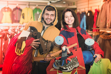 Man and woman demonstration new tourist assortiment