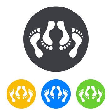 Icono plano pies simbolizando sexo en circulo varios colores