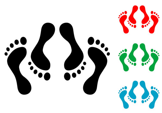 Icono plano pies simbolizando sexo varios colores
