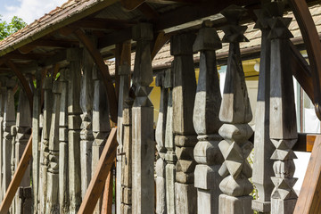 Obraz premium Traditional Hungarian carved wood piles