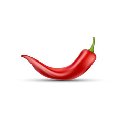 Red chilli pepper isolated on white background. Healthy, hot and spicy organic food. Vector illustration. EPS 10