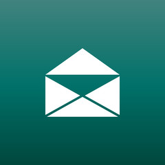Mail envelope icon vector isolated on green background. Symbols of email flat vector illustration.