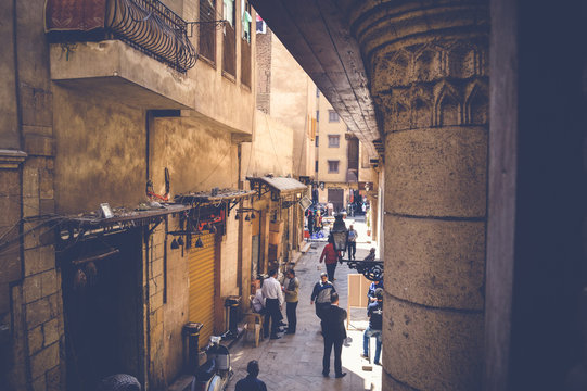 cairo, egypt, april 15, 2017: people walking in muizz street
