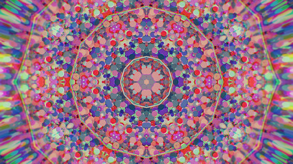 Abstract Colorful Painted Kaleidoscopic Graphic Background. Futuristic Psychedelic Hypnotic Backdrop Pattern With Texture.
