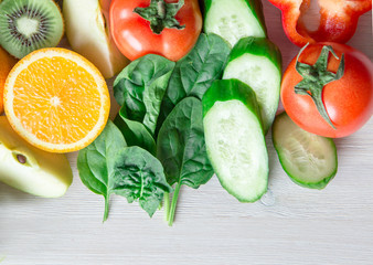 Colorful fruits and vegetables background