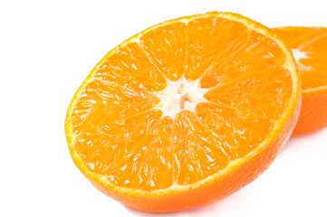 Slice fresh orange fruit isolated