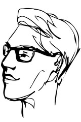 vector sketch of the face of an adult male with glasses