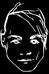vector sketch of the face of a handsome young man