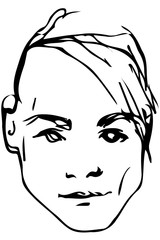 vector sketch of the face of a handsome young man