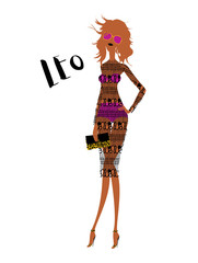 Leo horoscope sign as a fashion woman wearing stylish dress. 