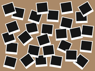 photo frames set on brown background, template photo design, vector illustration