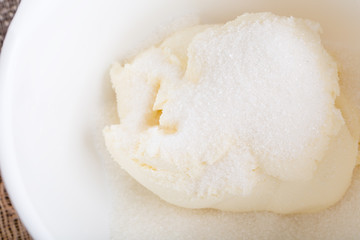 Fototapeta na wymiar Cream cheese with white sugar.