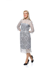 Pretty blonde girl posing isolated on white