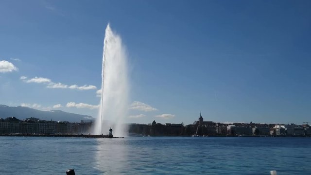 Geneva skyline with jet d&rsquo;eau fountain on the lake in Geneva, Switzerland.