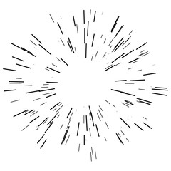 Obraz premium Sunburst design element. Vector illustration. Icon black on white. Design element for logo, signs. Linear drawing of rays of the sun in dynamic style.