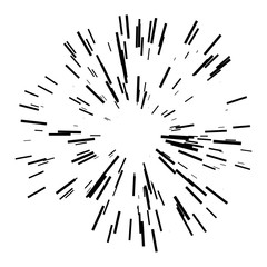 Obraz premium Sunburst, starburst sunshine line. Vector illustration. Icon black on white. Design element for logo, signs. Linear drawing of rays of the sun in dynamic style.