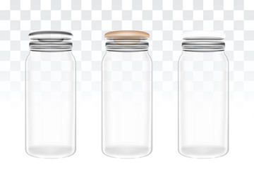 a set of  real transparent glass jar bottle