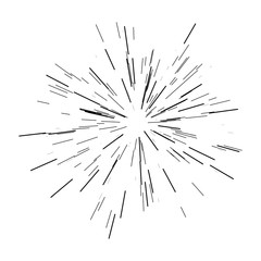 Sun burst shapes. Linear drawing of rays of the sun in dynamic style. Vector illustration. Icon black on white. Design element for logo, signs