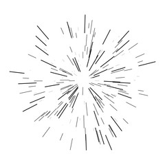 Sunburst design element. Vector illustration. Icon black on white. Design element for logo, signs. Linear drawing of rays of the sun in dynamic style.