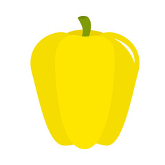 Pepper icon. Yellow color. Vegetable collection. Fresh farm healthy food. Education card for kids. Flat design. White background. Isolated.