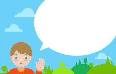 Caucasian boy with speech bubble