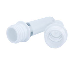 PET bottle preform on white background.