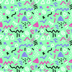 Trendy seamless pattern in 80s style for your decoration