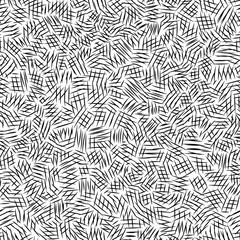 Black and white chaotic scratch hatching seamless pattern, vector