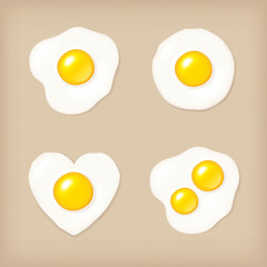 Fried egg vector icon set