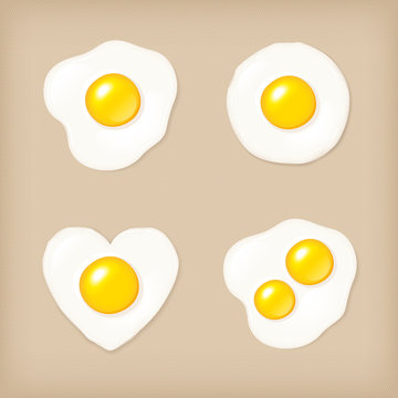 Fried egg vector icon set