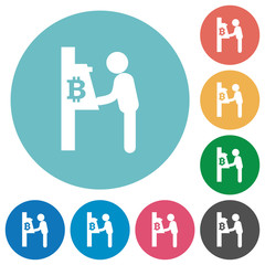 Bitcoin cash machine flat round icons