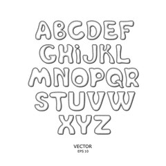 A set of children's letters. Interesting stitched alphabet. A set for school education. Vector illustration