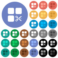 Cut component round flat multi colored icons