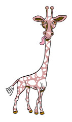 Cartoon image of giraffe. An artistic freehand picture.