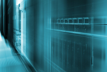 Abstract big data center highspeed server storage with motion blur