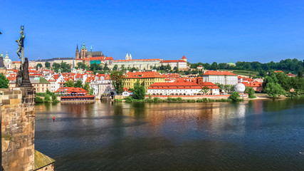 Fototapeta na wymiar Saint Vitus cathedral with part of the palace complex Hradcany Prague. Czech Republic