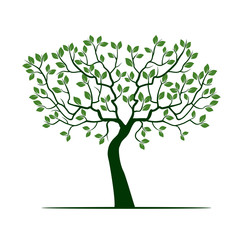 Green Tree with Leafs. Vector Illustration.