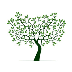 Green Tree with Leafs. Vector Illustration.