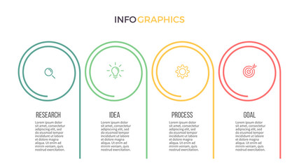 Business infographics. Presentation slide with 4 steps, options. Vector template.