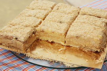 Napoleon cake on the street food festival