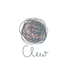 Vector logo template for wool shop or corporate identity. Illustration of  hand drawn clew. Hobby icon.