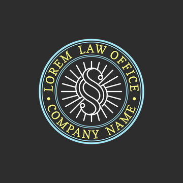 Law office logo. Vector vintage attorney, advocate label, juridical firm badge. Act, principle, legal icon design.