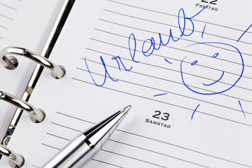 Eintrag im Kalender: Urlaub